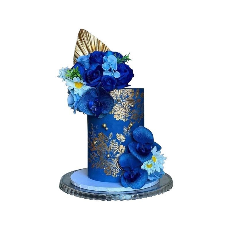 Royal Blue Flower Tall Cake Royal Blue Flower Tall Cake