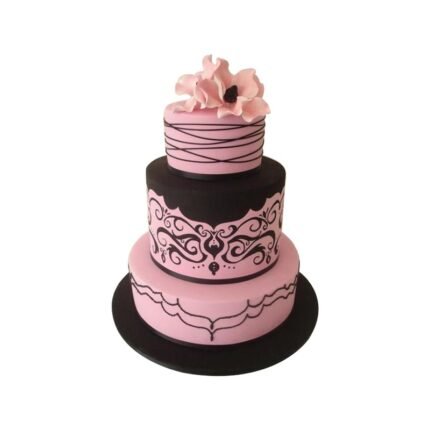 3 Tier Pink And Choco Theme Cake