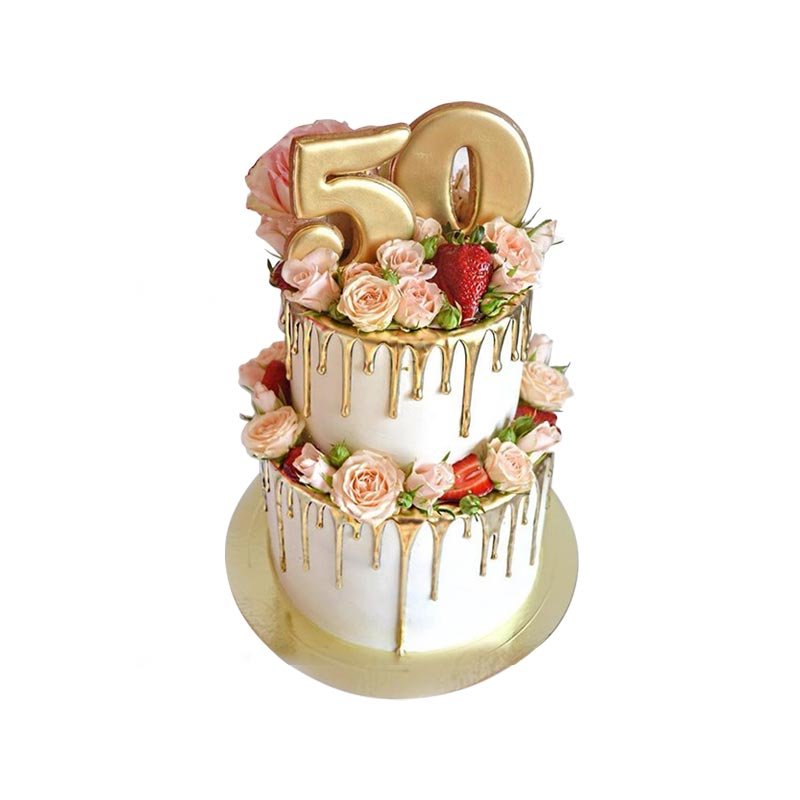 Golden Jubilee Cake 2 Tier-1 Golden Jubilee Cake 2 Tier-1