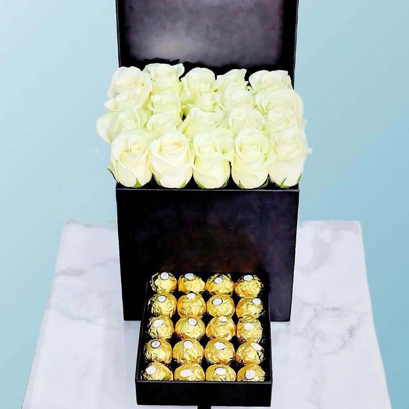 White-Roses-And-Ferrero-Chocolate White-Roses-And-Ferrero-Chocolate