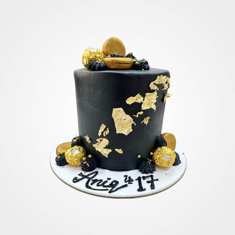 Black and Gold Leaf Cake Black and Gold Leaf Cake