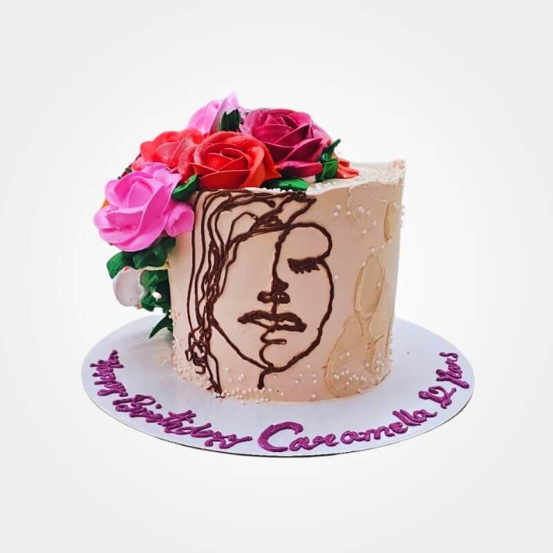 Line Art Face Cake Line Art Face Cake