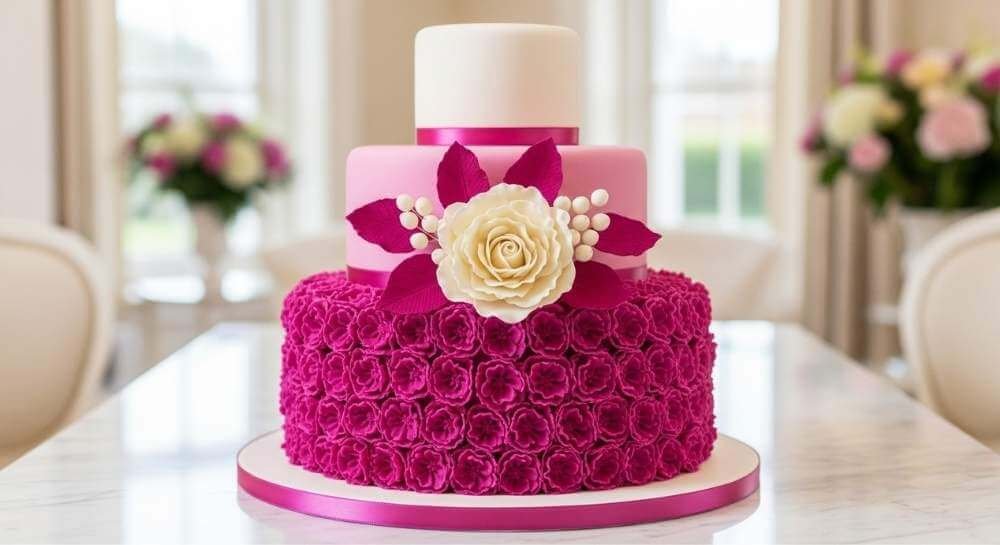 3 Tier Classic Pink Cake