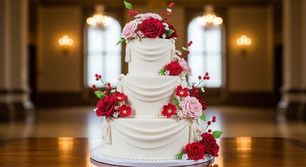 3 Tier Floral Wedding Cake 3