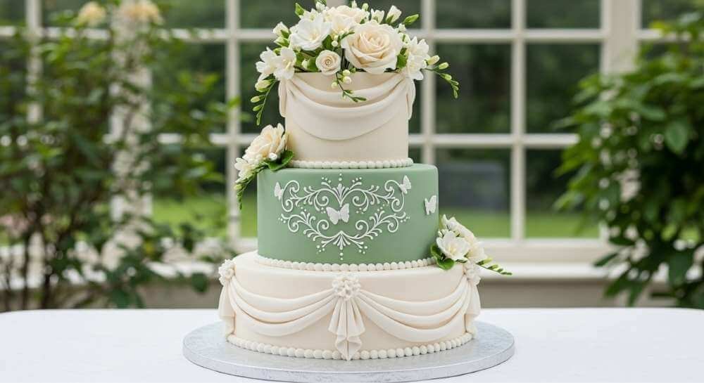3 Tier Floral Wedding Cake 4