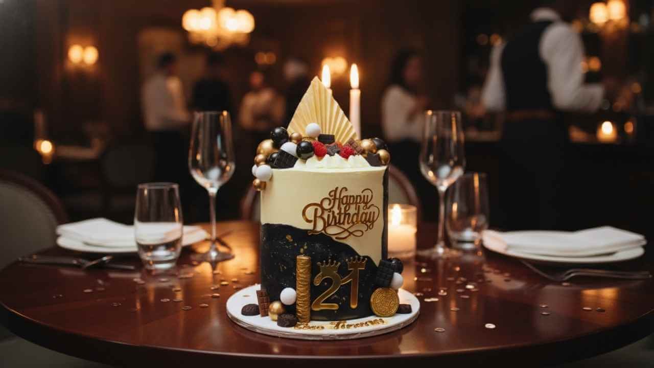 Modern Black and Gold drip Cake